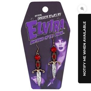 Elvira Dagger Earrings - Red and Silver Keeepsville 666 Brand NWT SOLD OUT